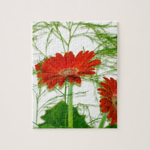 Red Floral Jigsaw Puzzle