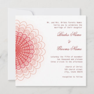 Red Floral Lace on White Invitation