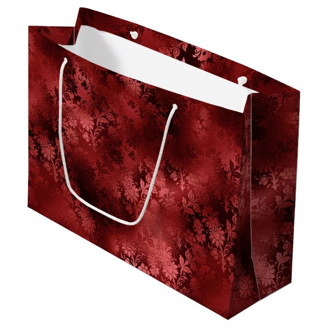 Red Floral Large Gift Bag (Front Angled)