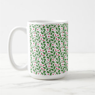 Red Floral Leaf Pattern, Dark Botanical Seamless  Coffee Mug