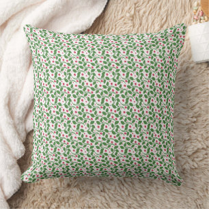 Red Floral Leaf Pattern, Dark Botanical Seamless Cushion