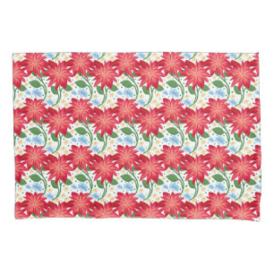 Red Floral Leaf Pattern, Dark Botanical Seamless Pillowcase