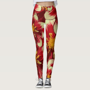 Red Floral  Leggings