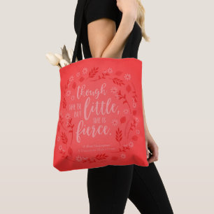 Red Floral Little But Fierce William Shakespeare Tote Bag