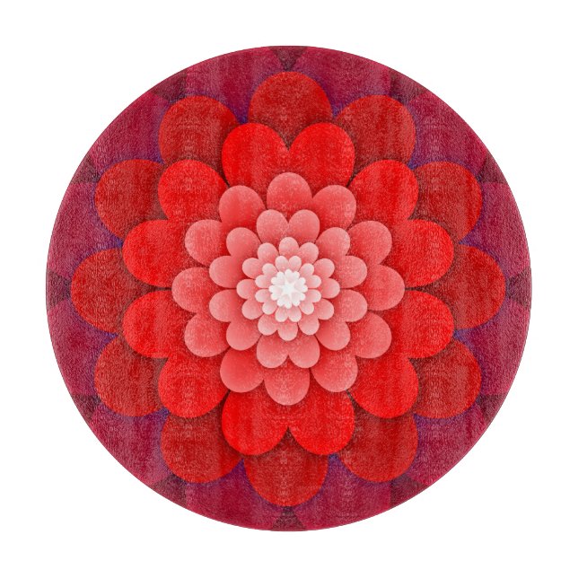 Red Floral Mandala-58566 Cutting Board (Front)