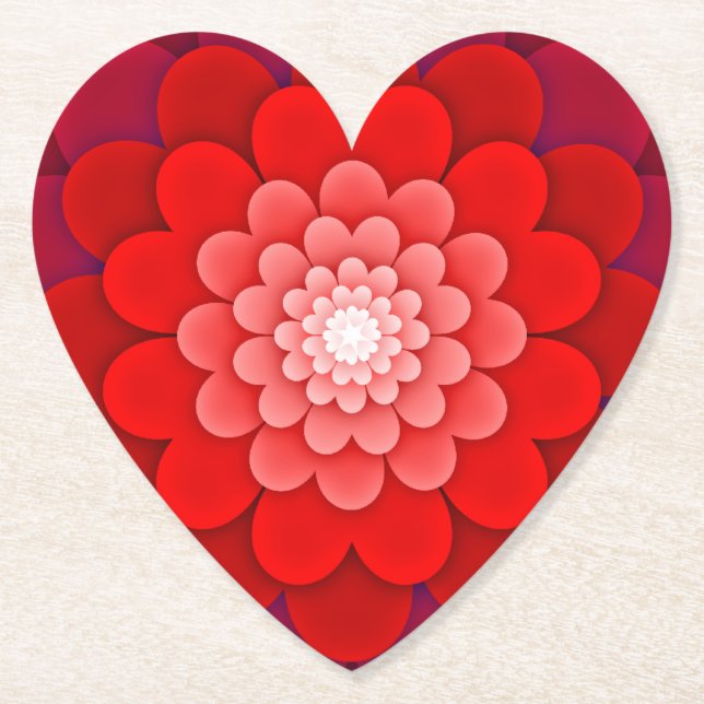 Red Floral Mandala-58566 Paper Coaster (Front)