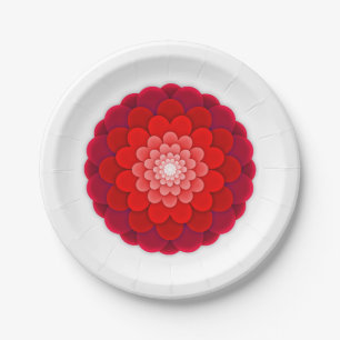 Red Floral Mandala-58566 Paper Plate