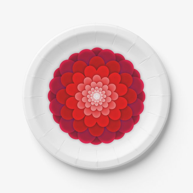 Red Floral Mandala-58566 Paper Plate (Front)