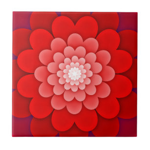 Red Floral Mandala-58566 Tile