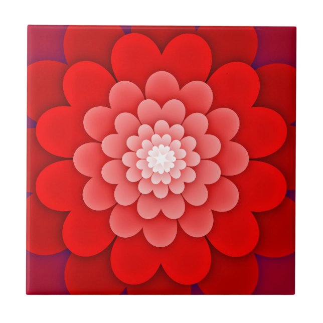 Red Floral Mandala-58566 Tile (Front)