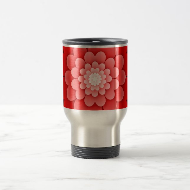 Red Floral Mandala-58566 Travel Mug (Center)