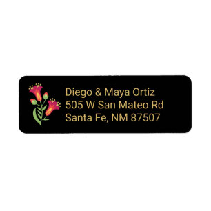 Red Floral Mexican Fiesta Address Labels
