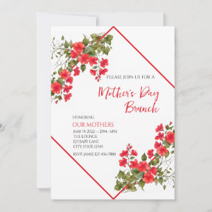 Red Floral Mother's Day Brunch Invitation