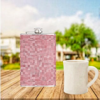 Red Floral Panel Hip Flask