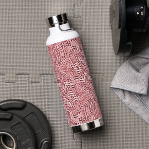 Red Floral Panel Water Bottle
