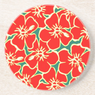 Red Floral Pattern Coaster