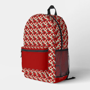 Red floral pattern custom name printed backpack