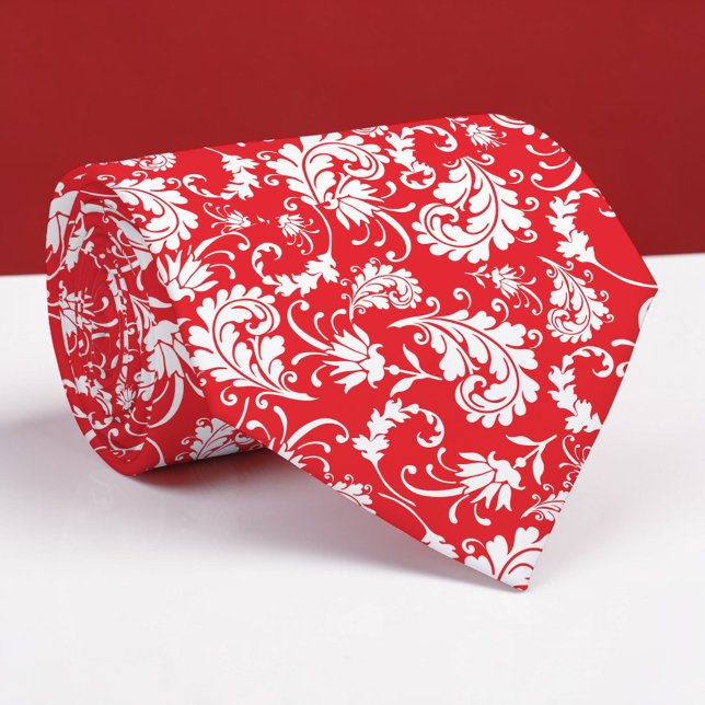 Red Floral Pattern Custom Necktie (Creator Uploaded)