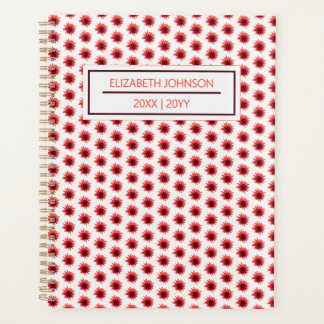 Red Floral Pattern Daily Planner