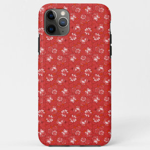 Red Floral Pattern in Romantic Vintage Style iPhone 11 Pro Max Case