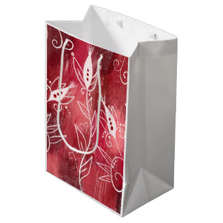 Red Floral Pattern Medium Gift Bag