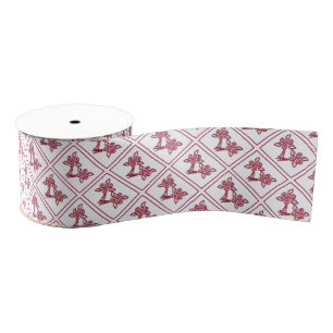 Red Floral Pattern Ribbon Grosgrain Ribbon