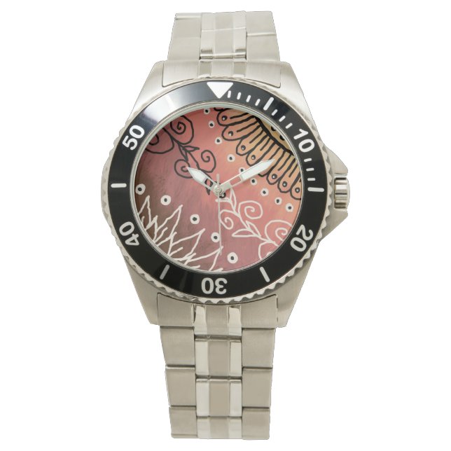 Red Floral Pattern Watch (Front)