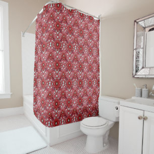 Red Floral Pattern With Pearl Accents Shower Curtain