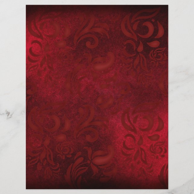 Red Floral Patterned Scrapbook Paper (Front)