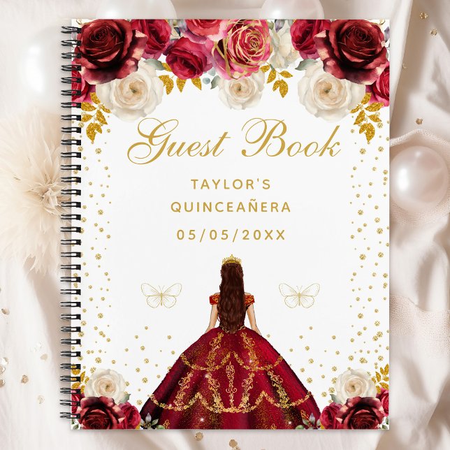 Red Floral Princess Quinceañera Notebook (Creator Uploaded)