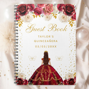 Red Floral Princess Quinceañera Notebook
