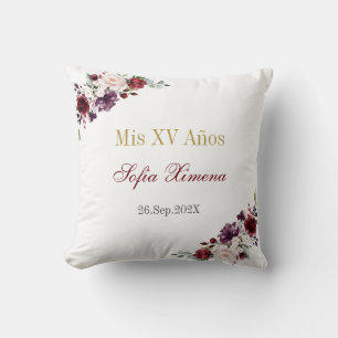 Red Floral Quinceañera Cushion