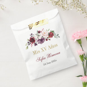 Red Floral Quinceañera Favour Bags