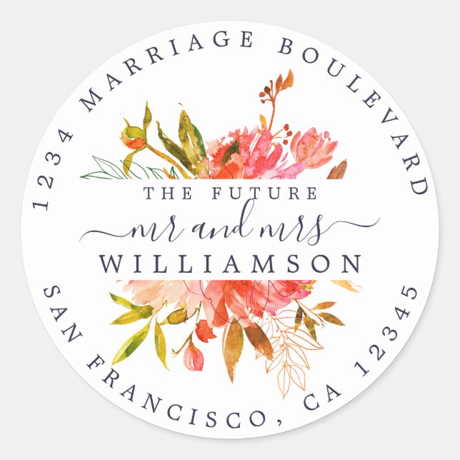 Red Floral Return Address White Envelope Seal (Front)