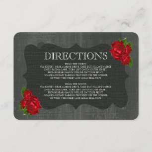 Red Floral Roses Wood Gothic Wedding Enclosure Card