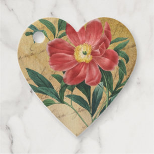 Red Floral Rustic Vintage Favour Tags