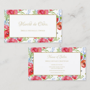 Red Floral Salon Beautician Business Card