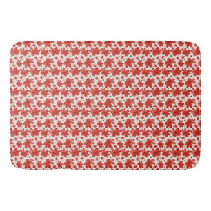 Red Floral Seamless Pattern Cute Retro Flower Bath Mat