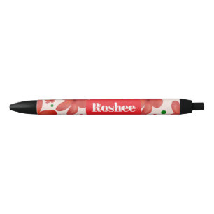 Red Floral Seamless Pattern Cute Retro Flower Black Ink Pen