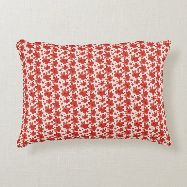 Red Floral Seamless Pattern Cute Retro Flower  Decorative Cushion (Front)