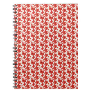 Red Floral Seamless Pattern Cute Retro Flower Notebook