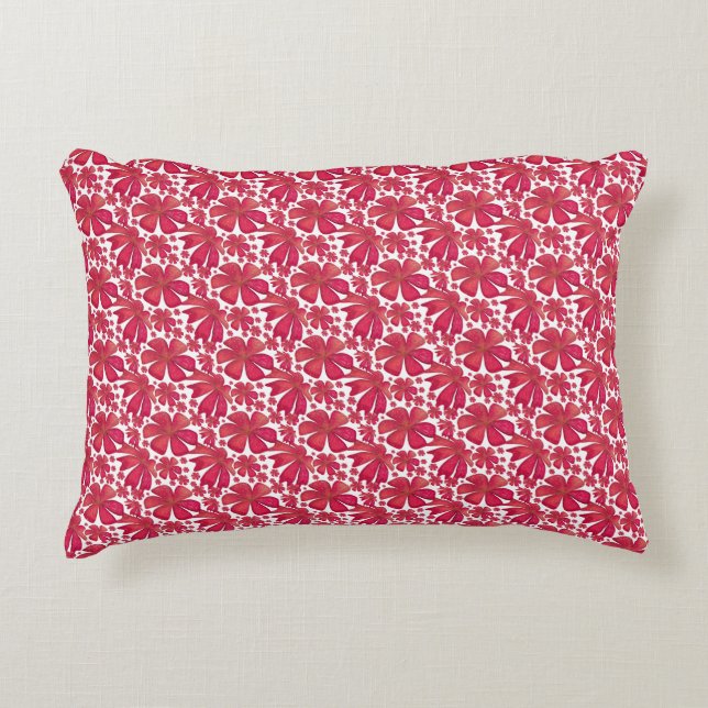 Red Floral Seamless Pattern, Elegant Flower Repeat Decorative Cushion (Front)