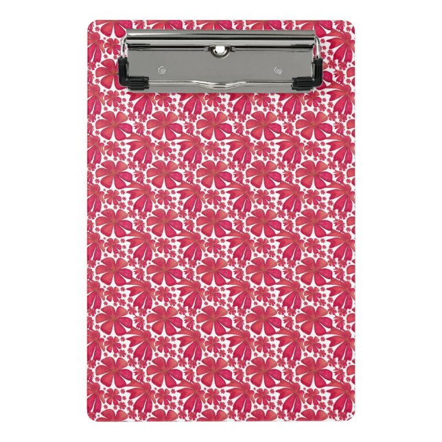 Red Floral Seamless Pattern, Elegant Flower Repeat Mini Clipboard (Front)