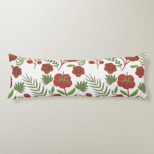 Red floral seamless pattern on white background body cushion