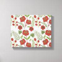 Red floral seamless pattern on white background