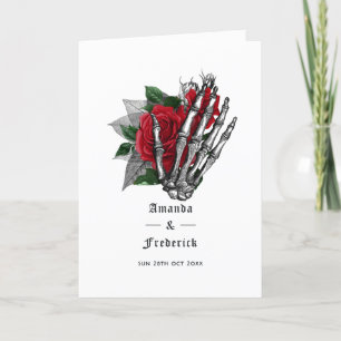 Red Floral Skeleton Gothic Wedding Programme