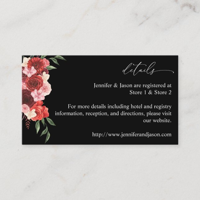 Red Floral SM Enclosure Card - Black 2 (Front)
