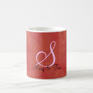 Red Floral Splendour- Monogram: Coffee Mugs
