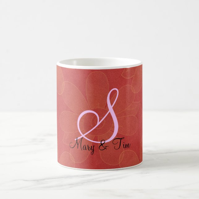 Red Floral Splendour- Monogram: Coffee Mugs (Center)