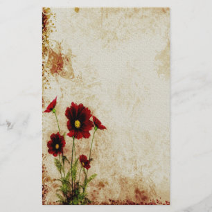 Red Floral Stationery
